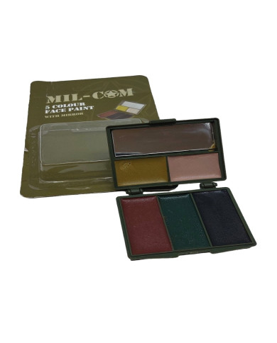 Mil-Com 5 Colour Camouflage Face Paint Kit with Mirror