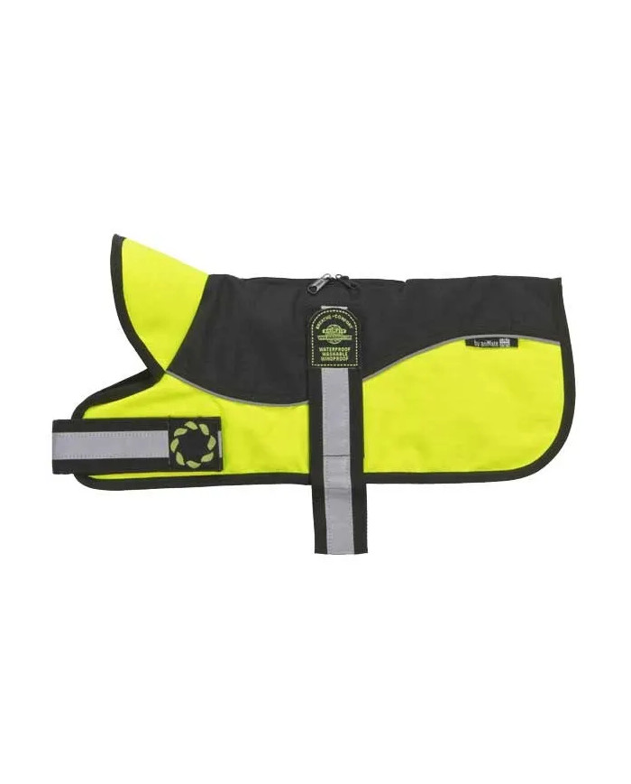 AniMate Padded Waterproof Harness Dog Coat Black & Hi-Vis
