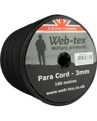 WebTex 3mm Black Paracord 100m